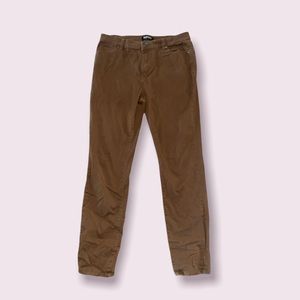 brown mid rise skinny stretch jeans